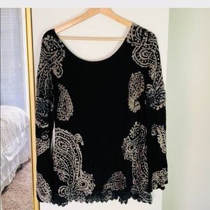 Black Paisley bell sleeve shirt